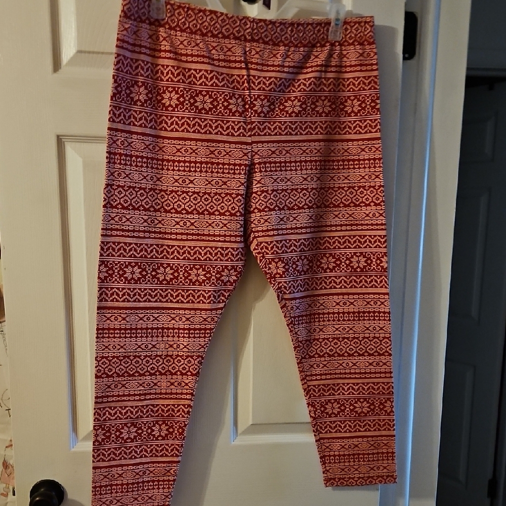 Cato Red and White Patterned Leggings